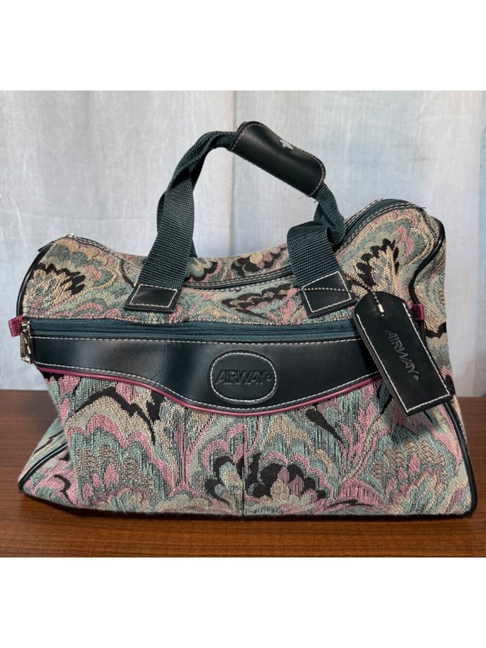 Vintage Airway Floral Tapestry Carry-On Bag – 80s/90s Weekender Travel Satchel